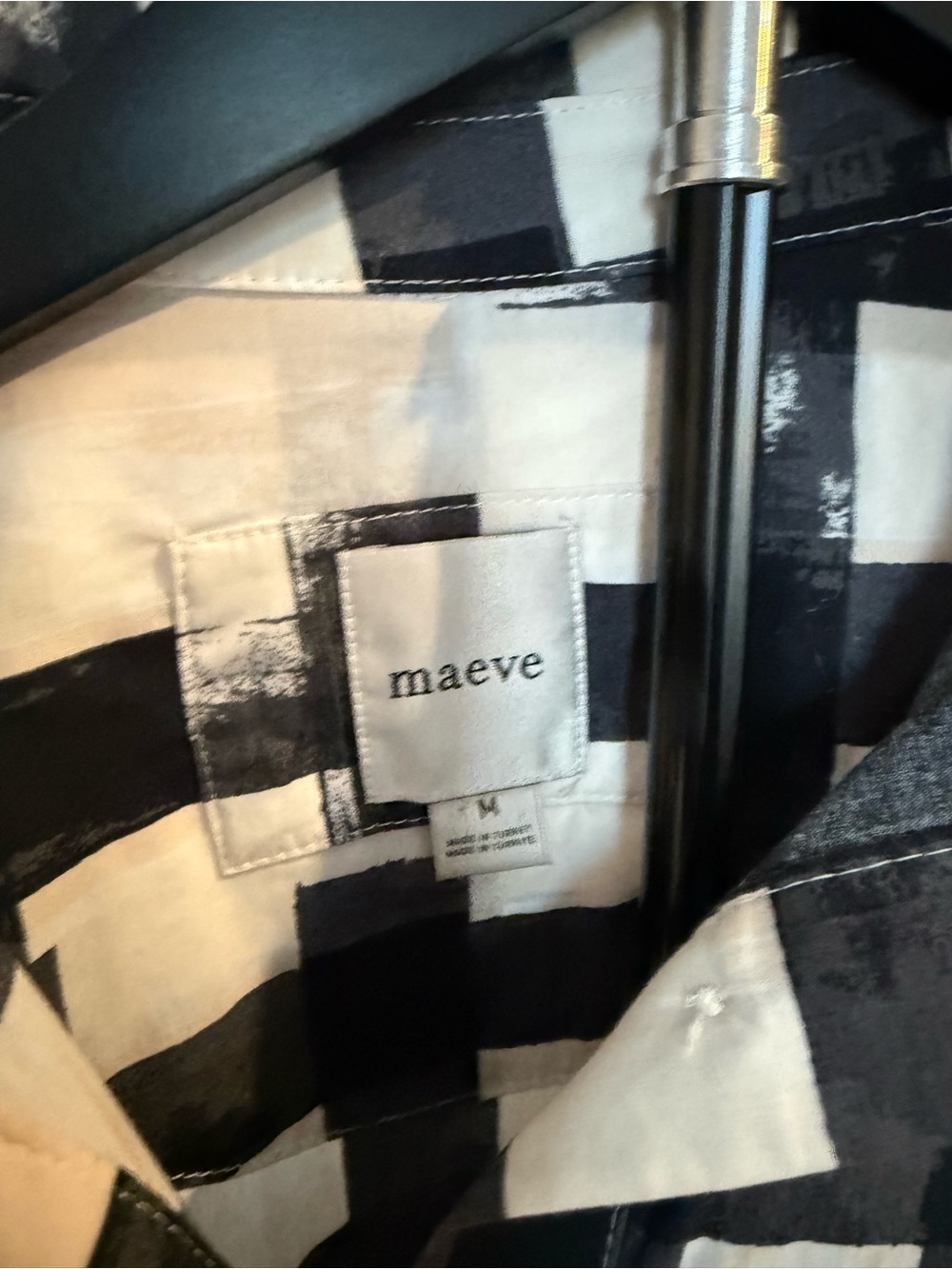 Maeve Black and Cream Abstract Grid Maxi Shirt Dress - Picture 3 of 4